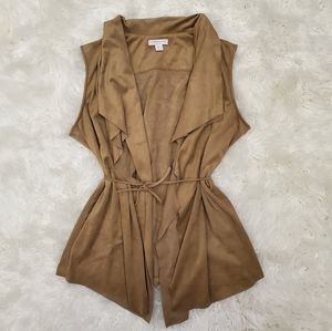 Katherine Barclay Open Layered Faux Suede Vest